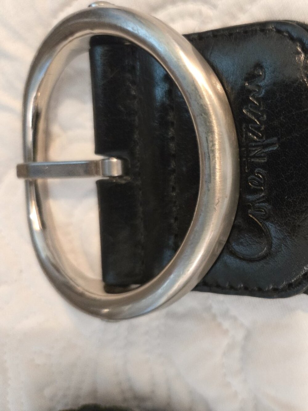 COLE HAAN Black Leather Braided Belt Size M 90s - Picture 4 of 8